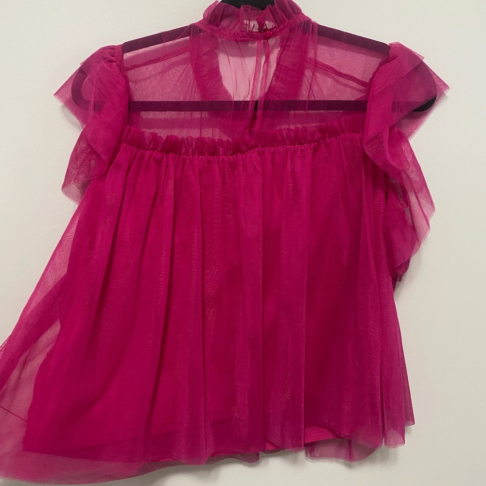Rachel Zoe Hot Pink Tulle Top